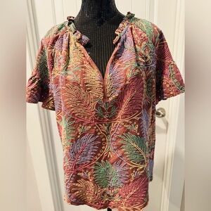 Democracy Brown Multicolor Embroidered Blouse women’s 1X XL #88